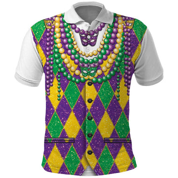 Mardi Gras Polo Shirt Cosplay Costume Glitter Style LT05