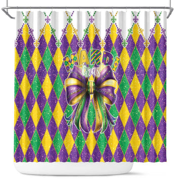 Love Mardi Gras Shower Curtain Coquette Bow Glitter Style LT05