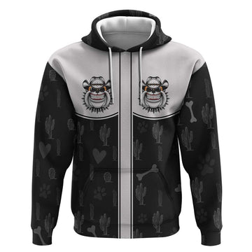 Cowdog Hoodie Cowboy Bulldog Retro Western Yoke LT05