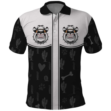 Cowdog Polo Shirt Cowboy Bulldog Retro Western Yoke LT05