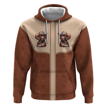 Cowdog Hoodie Cowboy Patriotic Labrador Western Yoke LT05