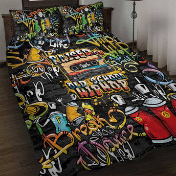 Raised On Hip Hop Quilt Bed Set Graffiti Art Style LT05