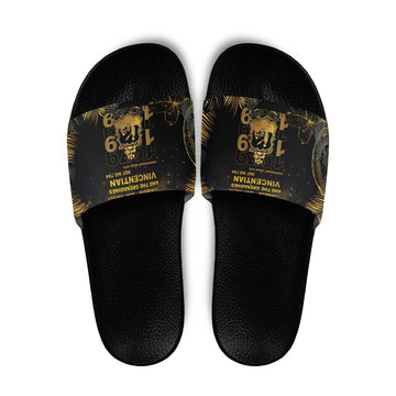 Saint Vincent And The Grenadines 1979 Slide Sandals Gold Tropical Leaves And Coat Of Arms LT05