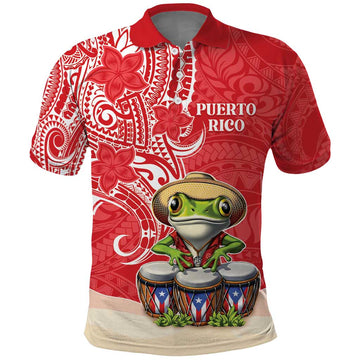 Personalized Puerto Rico Polo Shirt Coqui Frog With Polynesian Pattern LT05