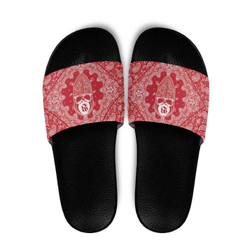 Red Paisley Slide Sandals Skull Gangster LT05