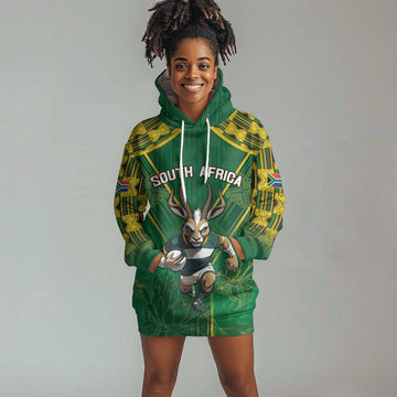 Custom South Africa Rugby 2024 Hoodie Dress Go Bokke African Pattern LT05