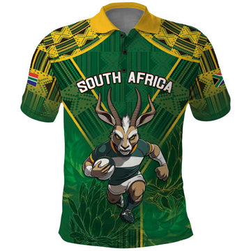 Custom South Africa Rugby 2024 Polo Shirt Go Bokke African Pattern LT05