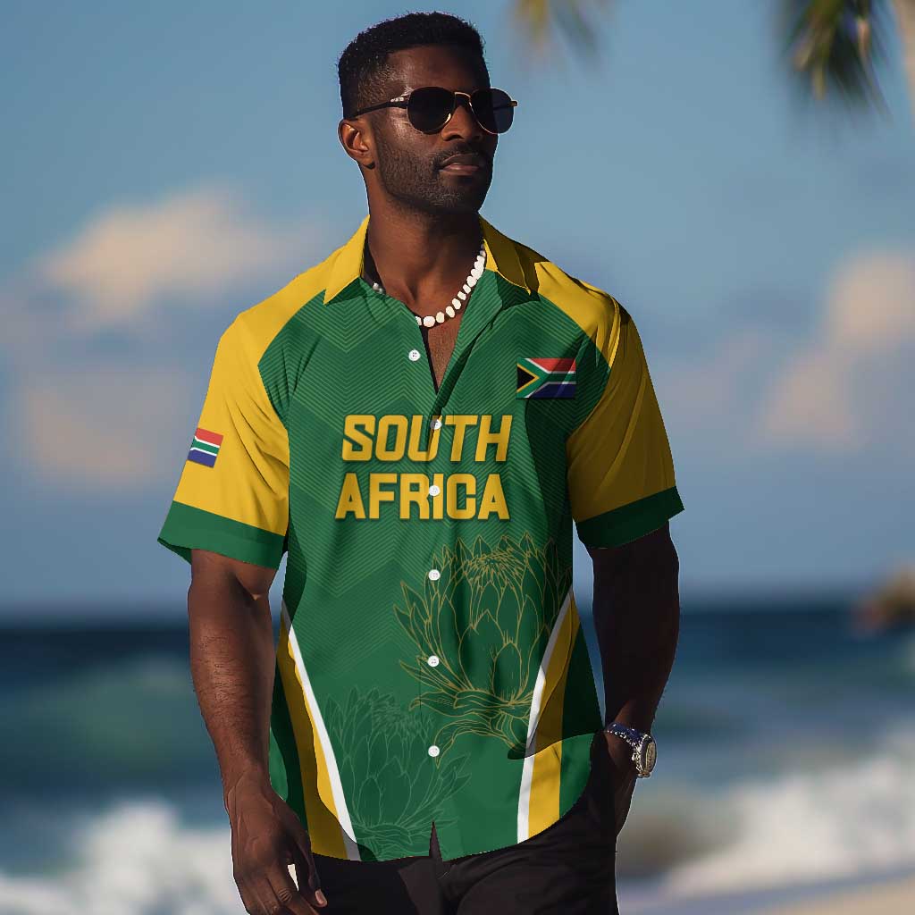 Custom South Africa Cricket Hawaiian Shirt Go Champions Protea Pattern LT05