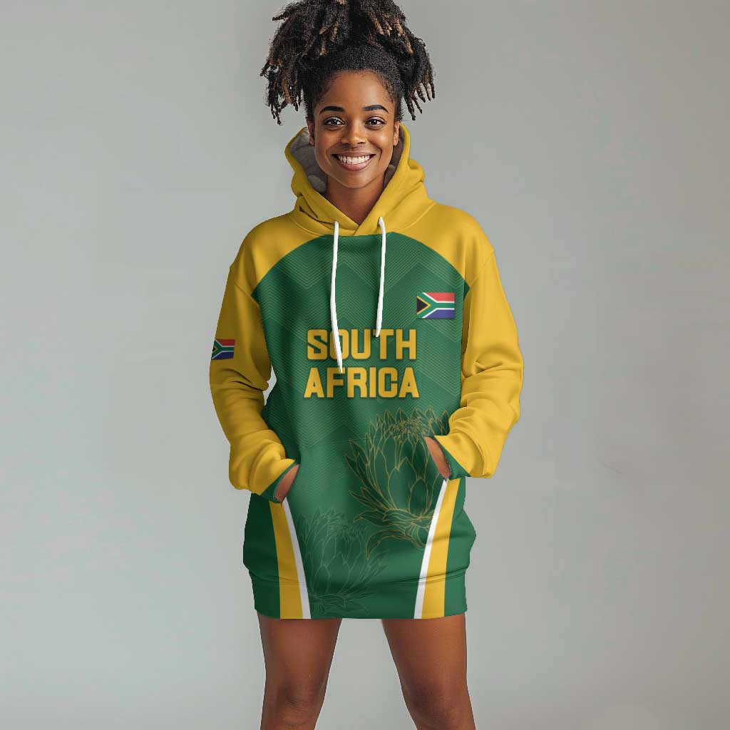 Custom South Africa Cricket Hoodie Dress Go Champions Protea Pattern LT05