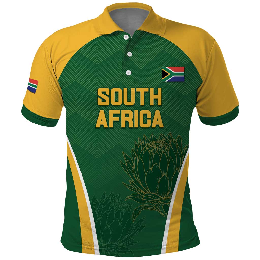 Custom South Africa Cricket Polo Shirt Go Champions Protea Pattern LT05