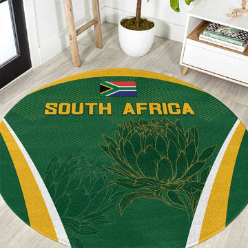 South Africa Cricket Round Carpet Go Champions Protea Pattern LT05