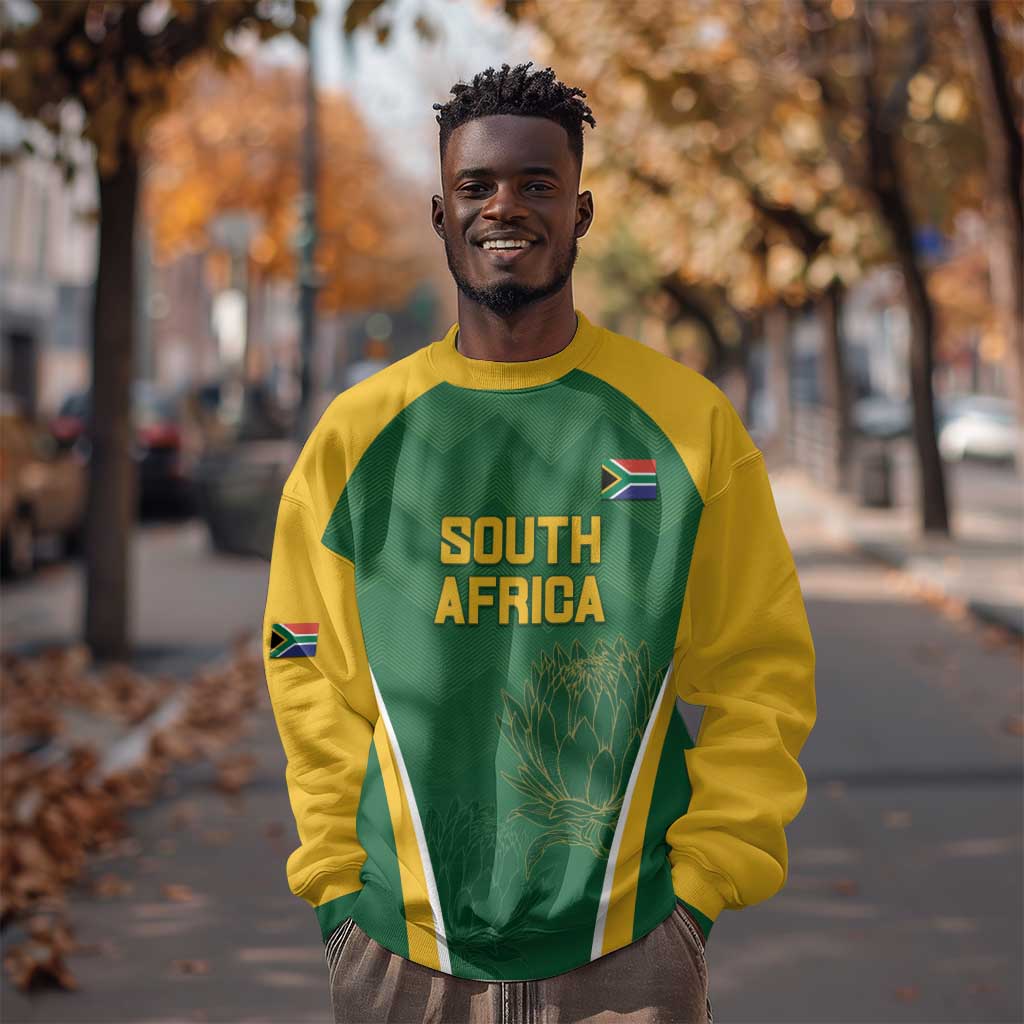 Custom South Africa Cricket Sweatshirt Go Champions Protea Pattern LT05