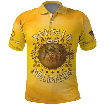 Honor Buffalo Soldiers Polo Shirt African American Cavalry Yellow Version LT05