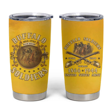 Honor Buffalo Soldiers Tumbler Cup African American Cavalry Yellow Version LT05