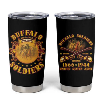 Honor Buffalo Soldiers Tumbler Cup African American Cavalry Black Version LT05