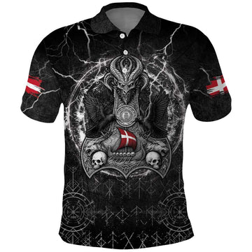 Personalized Denmark Viking Polo Shirt Odin's Raven Legacy LT05