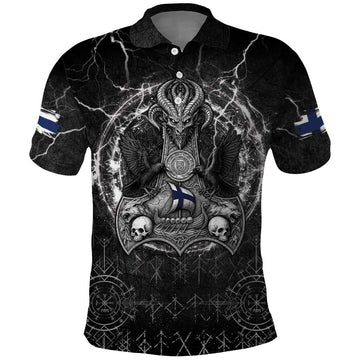 Personalized Finland Viking Polo Shirt Odin's Raven Legacy LT05