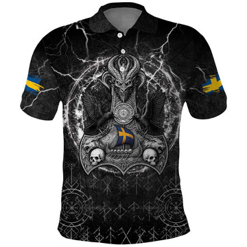 Personalized Sweden Viking Polo Shirt Odin's Raven Legacy LT05