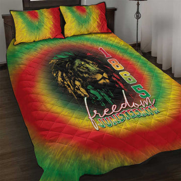 Juneteenth Freedom Day Quilt Bed Set Reggae Tie Dye Style LT05