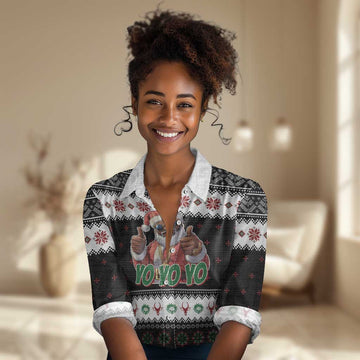 South Africa Christmas Women Casual Shirt Hip Hop Santa Claus LT05