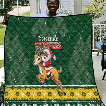South Africa Christmas Quilt Funny Santa Riding Springbok LT05
