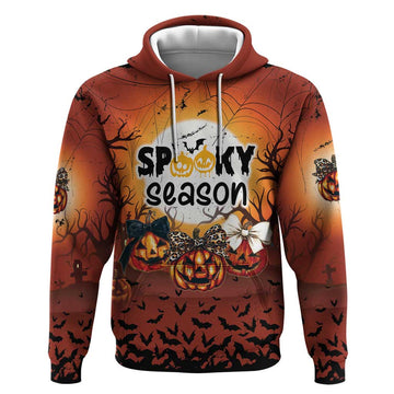 Coquette Pumpkin Halloween Hoodie It's Spooky Season LT05