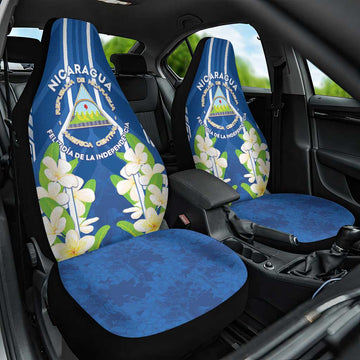Nicaragua Independence Day 1821 Car Seat Cover Coat Of Arms With Plumeria LT05