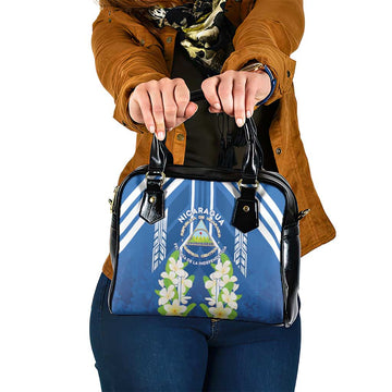 Nicaragua Independence Day 1821 Shoulder Handbag Coat Of Arms With Plumeria LT05