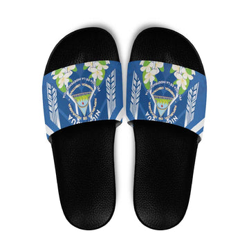 Nicaragua Independence Day 1821 Slide Sandals Coat Of Arms With Plumeria LT05