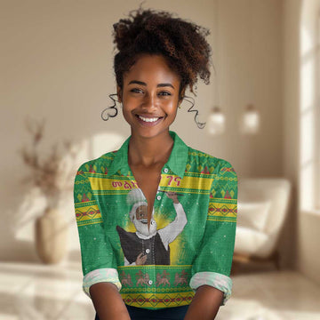 Afro Ethiopia Christmas Women Casual Shirt Melkam Gena Yegena Abat LT05
