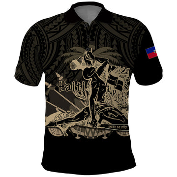 Custom Haiti Polo Shirt Polynesian Neg Maron Black Style LT6