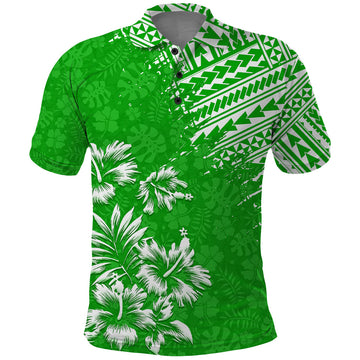 Hawaii Summer Polo Shirt Mix Polynesian Green LT6