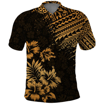 Hawaii Summer Polo Shirt Mix Polynesian Gold LT6