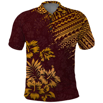 Hawaii Summer Polo Shirt Mix Polynesian Brown LT6