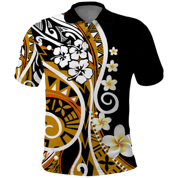 Plumeria Polynesian Polo Shirt Trending Gold LT6