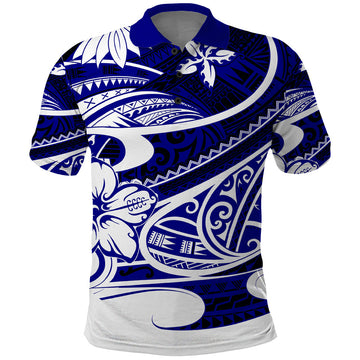 Polynesian Tribal Polo Shirt Blue LT6