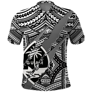 Polynesian Guam Polo Shirt with Coat Of Arms Claws Style - White LT6