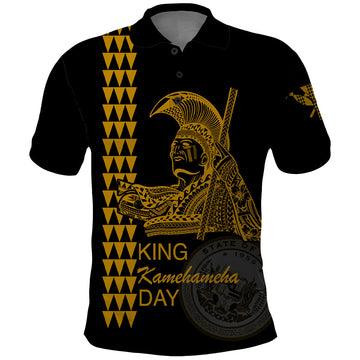 Custom Hawaii Polo Shirt King Kamehameha Day - Gold LT6