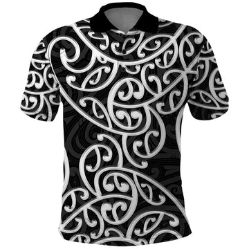 New Zealand Polo Shirt Maori Pattern White LT6