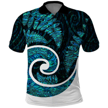 New Zealand Polo Shirt Maori With Silver Fern Papua Shell Green Ver.1 LT6