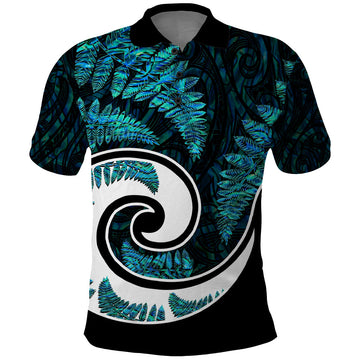 New Zealand Polo Shirt Maori With Silver Fern Papua Shell Green Ver.2 LT6