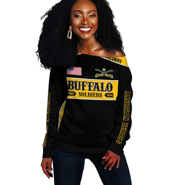 Personalised Buffalo Soldiers Off Shoulder Sweater History of Heroes LT7