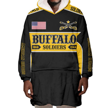 Personalised Buffalo Soldiers Wearable Blanket Hoodie History of Heroes LT7