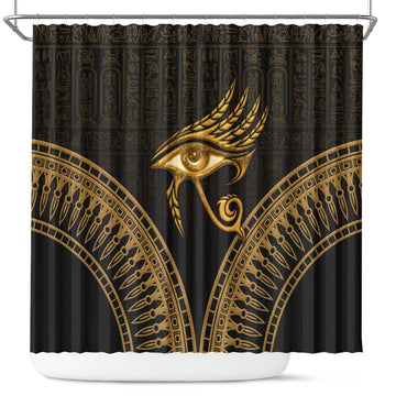 Ancient Egypt Eye of Horus Shower Curtain Gold Intricate Feathers LT7