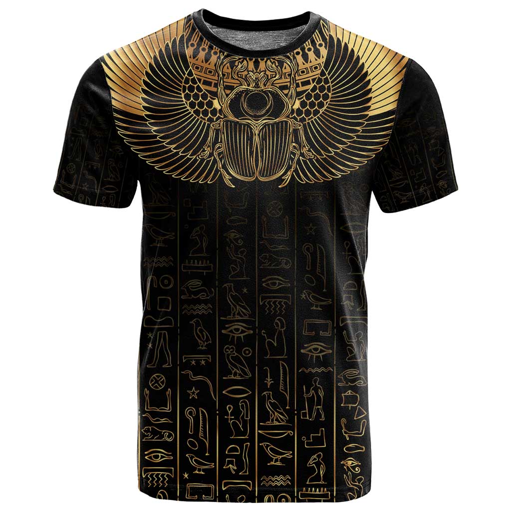 Ancient Egypt T shirt Black Gold Scarab LT7
