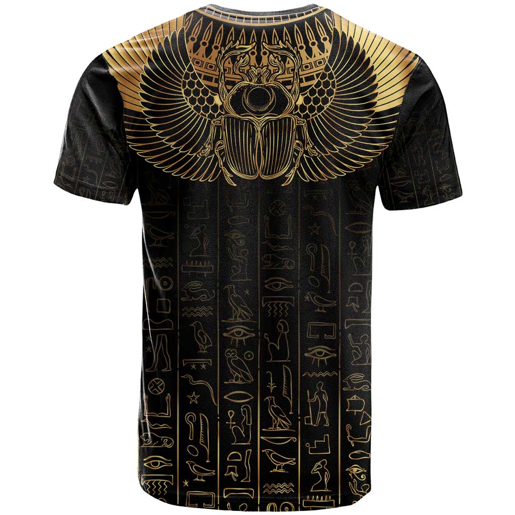 Ancient Egypt T shirt Black Gold Scarab LT7