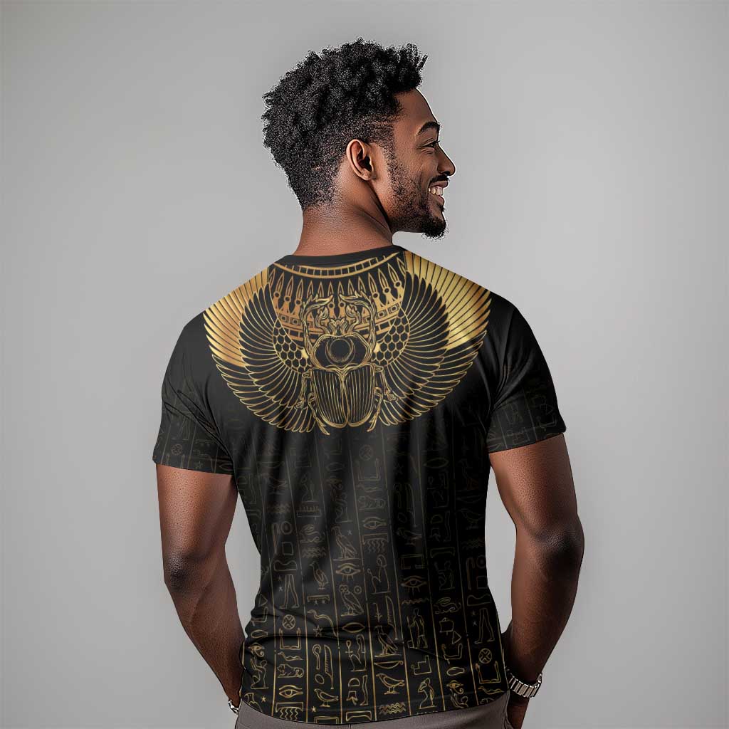 Ancient Egypt T shirt Black Gold Scarab LT7