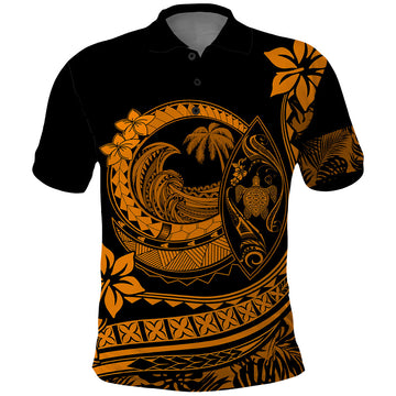 Polynesian Plumeria Polo Shirt Ride The Waves - Orange LT7