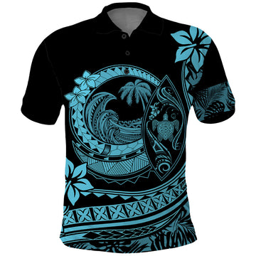 Polynesian Plumeria Polo Shirt Ride The Waves - Turquoise LT7