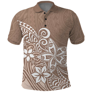Polynesia Polo Shirt Plumeria Beige Curves LT7
